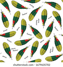 The color pattern of the feathers of a bird. Illustration of parrot feathers