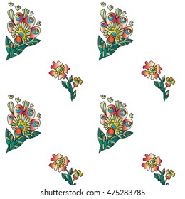 color pattern in folk style of flowers