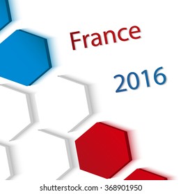 Color pattern. France in 2016. Blue and red hexagonal shape