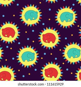 The color pattern with funny elephants