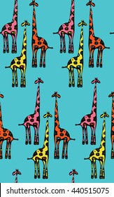 color pattern with funny giraffes
