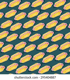 Color pattern of hot dogs on a dark green background