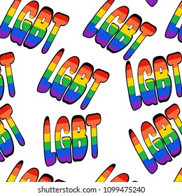 Color pattern image with the word LGBT, the color of the rainbow black contour. LGBT, same-sex marriage, gay, cross-sexes, lesbians, transfestit. Modern vector flat design image isolated on white back
