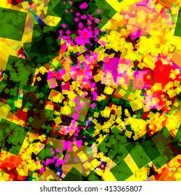 Color pattern. Pixels. Motion. Digital space is created from chaotic mixed pixels. Communication of information. Abstract seamless vector template. Background for book covers, brochures, magazines