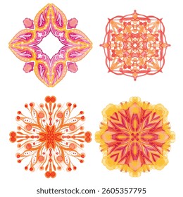 color pattern set floral ornament