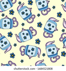 Color pattern of teapots for brewing. Vector illustration