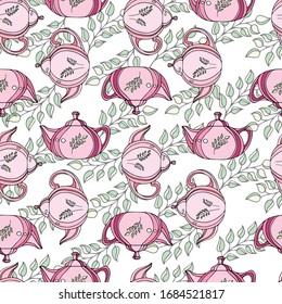 Color pattern of teapots for brewing. Vector illustration