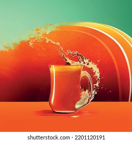 color pattern waves orange juice texture explosion with cup