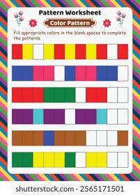 color pattern worksheets interior pages