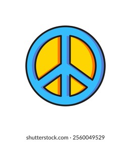 Color Peace icon isolated on white background. Hippie symbol of peace. Flat filled outline style with shadow. Vector