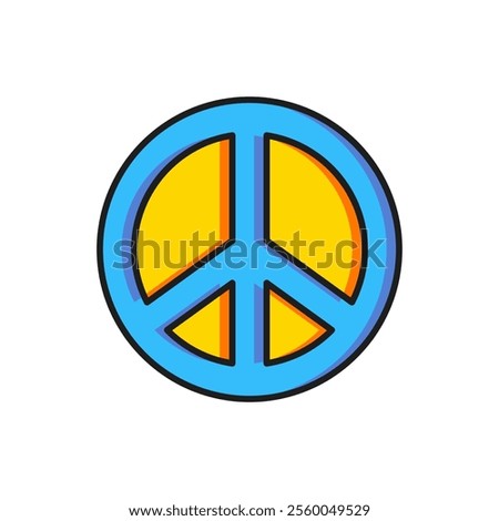 Color Peace icon isolated on white background. Hippie symbol of peace. Flat filled outline style with shadow. Vector