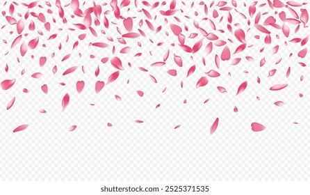 Color Peach Vector Transparent Background. Petal Invitation Illustration. Cherry March Template. Rose Air Banner. Purple Confetti Spa Cover.