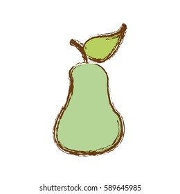 color pear fruit icon stock, vector illustration design