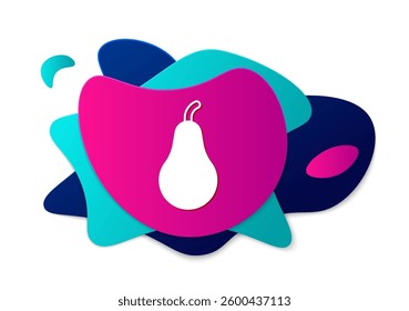 Color Pear icon isolated Color background. Fruit with leaf symbol. Abstract banner with liquid shapes. Vector