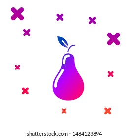 Color Pear icon isolated on white background. Fruit with leaf symbol. Gradient random dynamic shapes. Vector Illustration