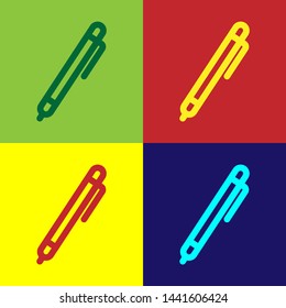 Color Pen line icon isolated on color backgrounds. Vector Illustration