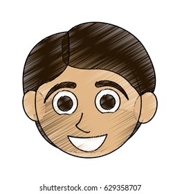 color pencil caricature front face boy with short hair