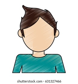 color pencil cartoon faceless half body man with t-shirt