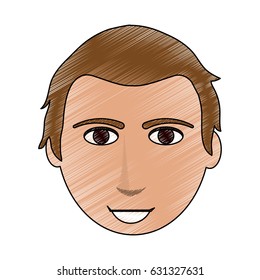 color pencil cartoon front face guy with hairstyle