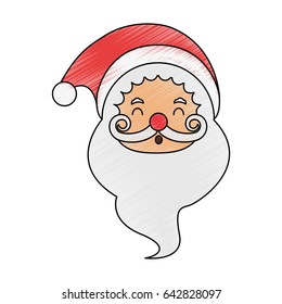 color pencil cartoon front view face santa claus smiling