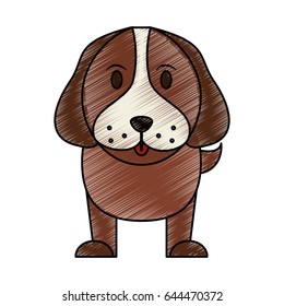 color pencil cartoon front view dog animal
