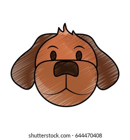 color pencil cartoon front view face dog animal
