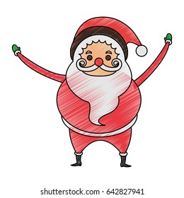 color pencil cartoon full body fat santa claus