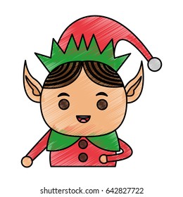 color pencil cartoon half body christmas elf