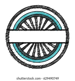 color pencil circular shape stamp with striped inside with label vector illustration