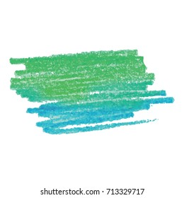 Color pencil crayon strokes isolated on white. Hand drawn pastel chalk stroke background. Vector kids hand painting texture design element.