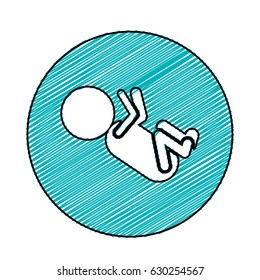 color pencil drawing circular frame with pictogram of little baby lying vector illustration