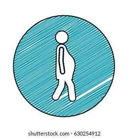 color pencil drawing circular frame with pictogram woman pregnant walking vector illustration