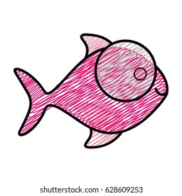 color pencil drawing of fish with big eye and small pupil vector illustration