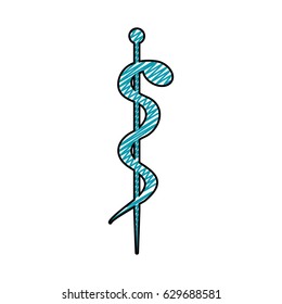 color pencil drawing of health symbol with serpent entwined vector illustration
