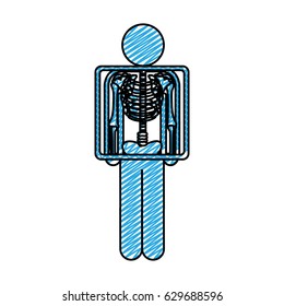 color pencil drawing of pictogram patient and radiography vector illustration