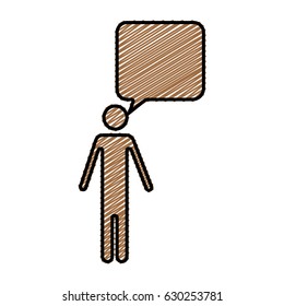 color pencil drawing silhouette of pictogram man with bubble speech vector illustration