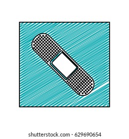color pencil drawing square frame with ban aid element health vector illustration