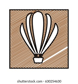 color pencil drawing square frame with hot air balloon vector illustration