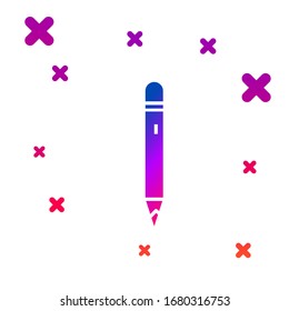 Color Pencil with eraser icon isolated on white background. Drawing and educational tools. School office symbol. Gradient random dynamic shapes. Vector Illustration