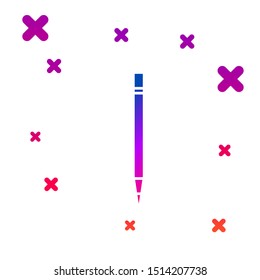 Color Pencil with eraser and line icon isolated on white background. Drawing and educational tools. School office symbol. Gradient random dynamic shapes. Vector Illustration