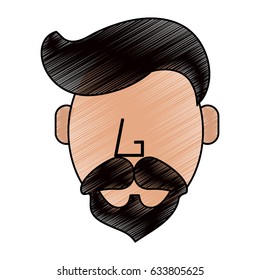 color pencil front view faceless caricature old man bearded