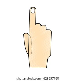 color pencil hand pointing to front