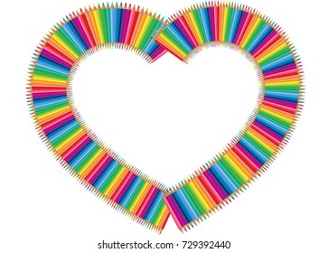 color pencil with heart shape border sign icon