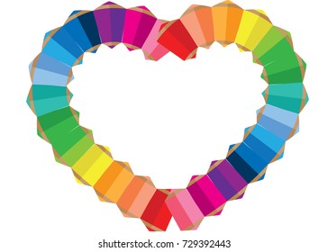 color pencil with heart shape border sign icon