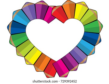 color pencil with heart shape border sign icon