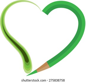 color pencil with heart shape sign