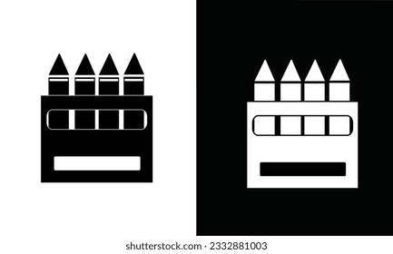 Color pencil icon vector. Color pencil silhouette vector. School supplies icon vector. Back to school concept. Learning and education icon. Flat vector in black and white.