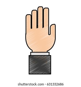 color pencil image front view hand with side fingers