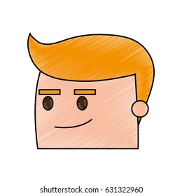color pencil image side view face cartoon guy with expression of satisfaction