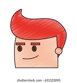 color pencil image side view face cartoon man with expression of satisfaction